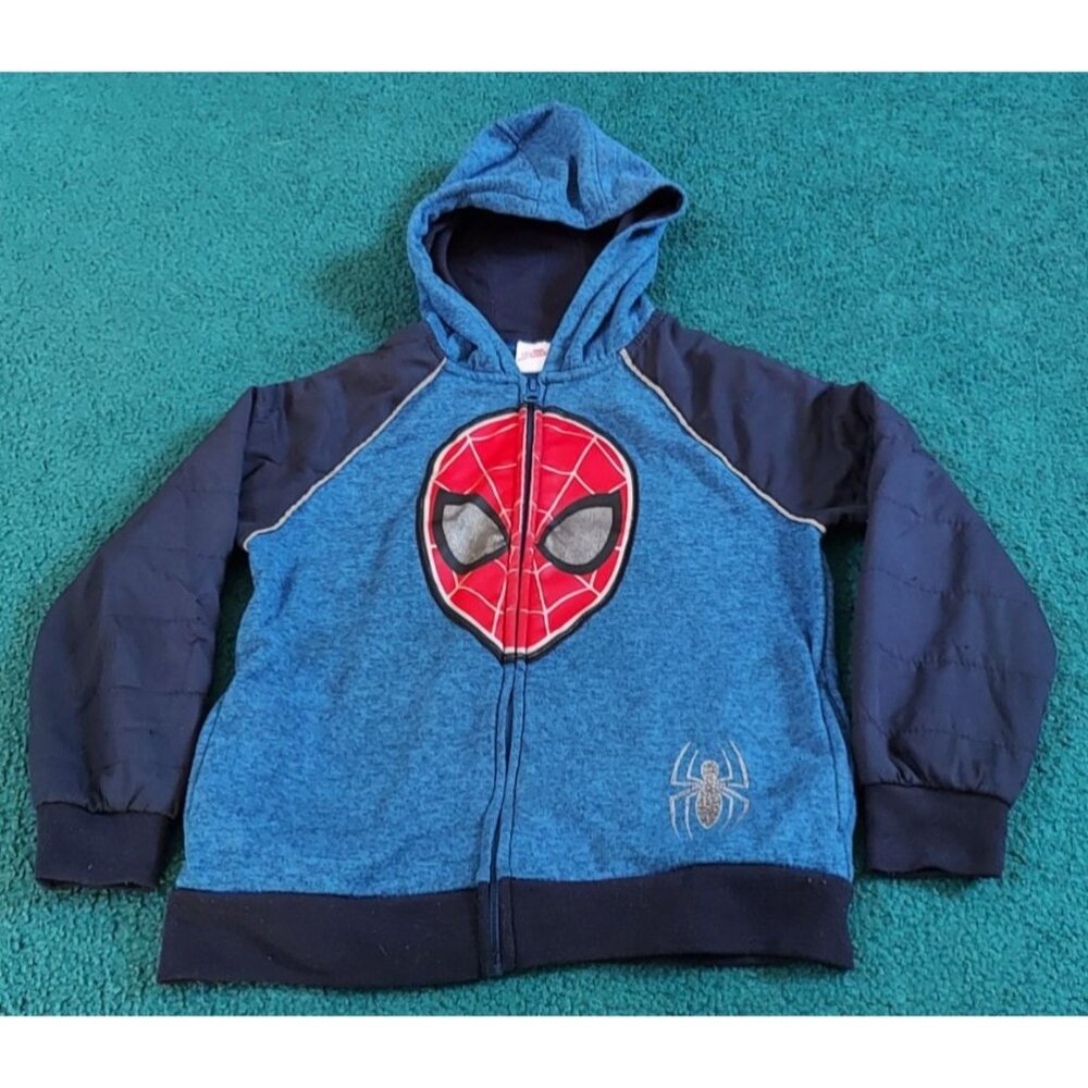 Marvel Spider-Man Homecoming Boys Size 7 Hooded Jacket Zip Front Puffer Sleeves